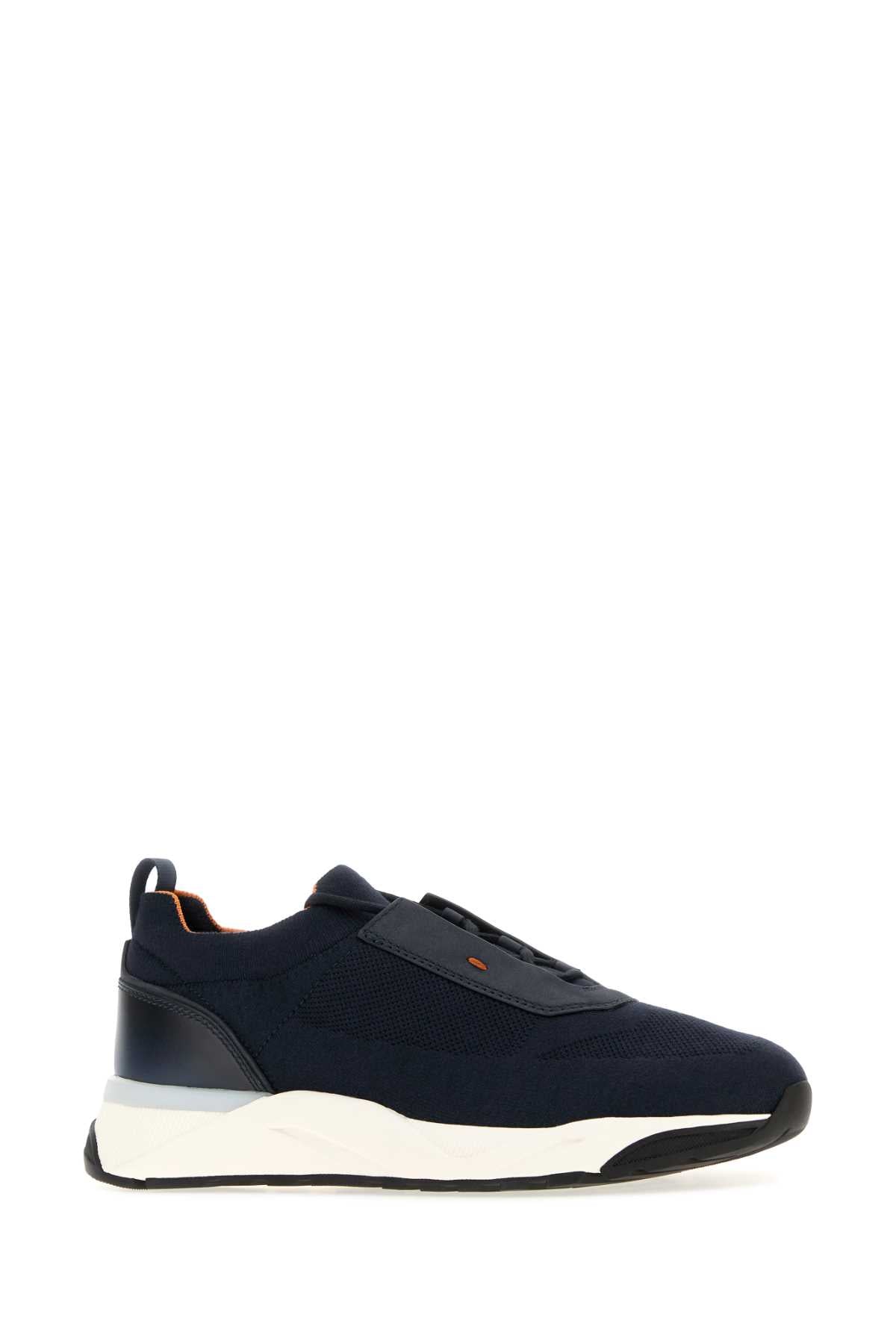 Santoni Men Navy Blue Flip Sneakers SANTONI