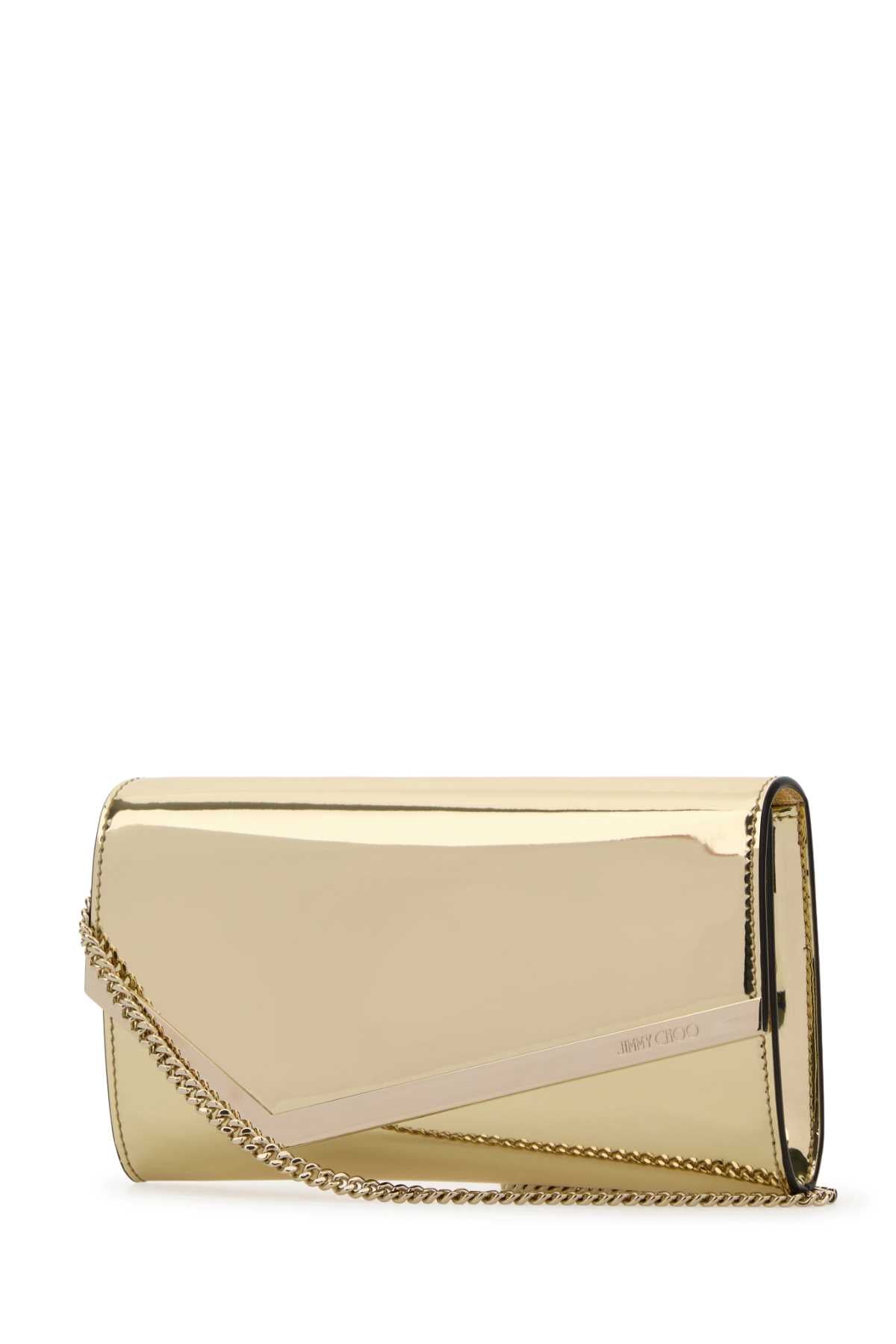 Jimmy Choo Women Gold Synthetic Leather Emmie Clutch JIMMY CHOO