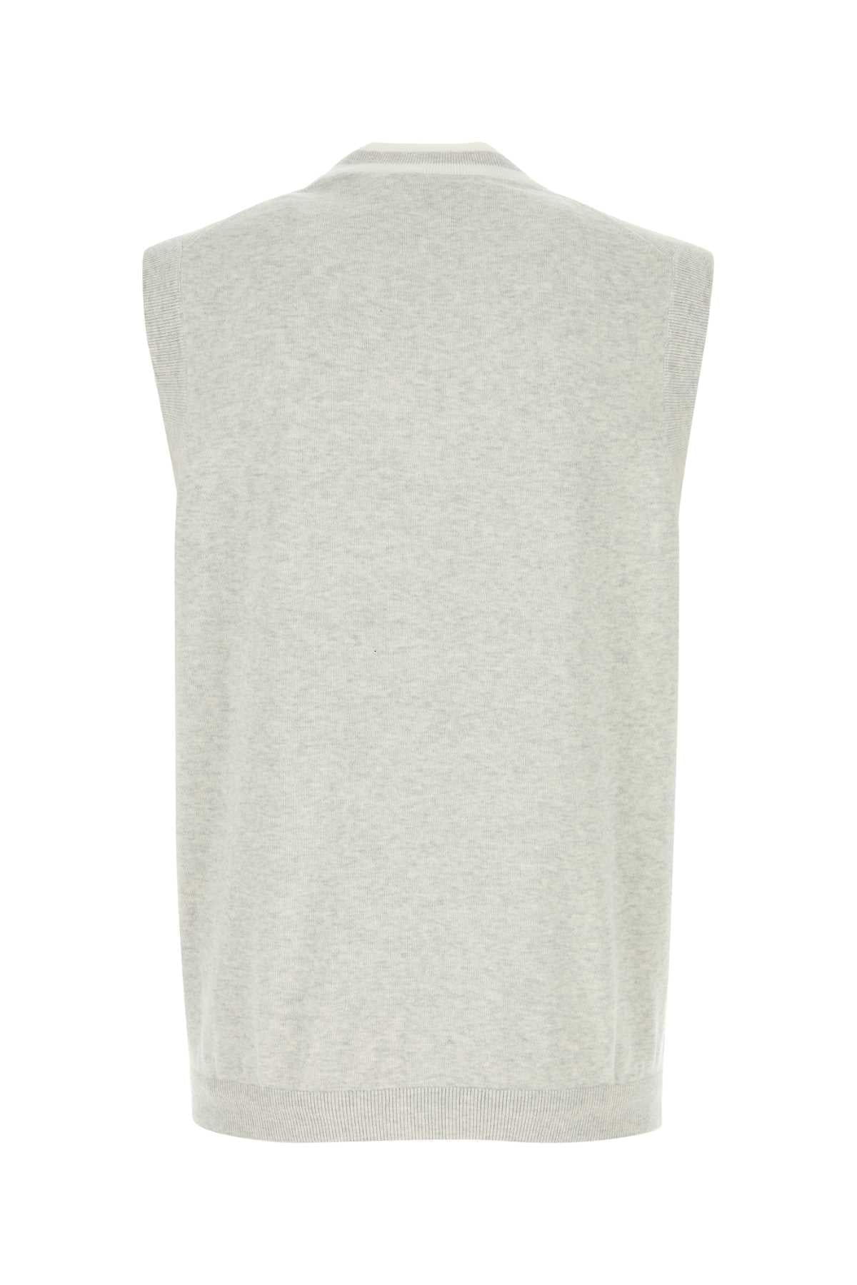Brunello Cucinelli Men Light Grey Cotton Vest BRUNELLO CUCINELLI