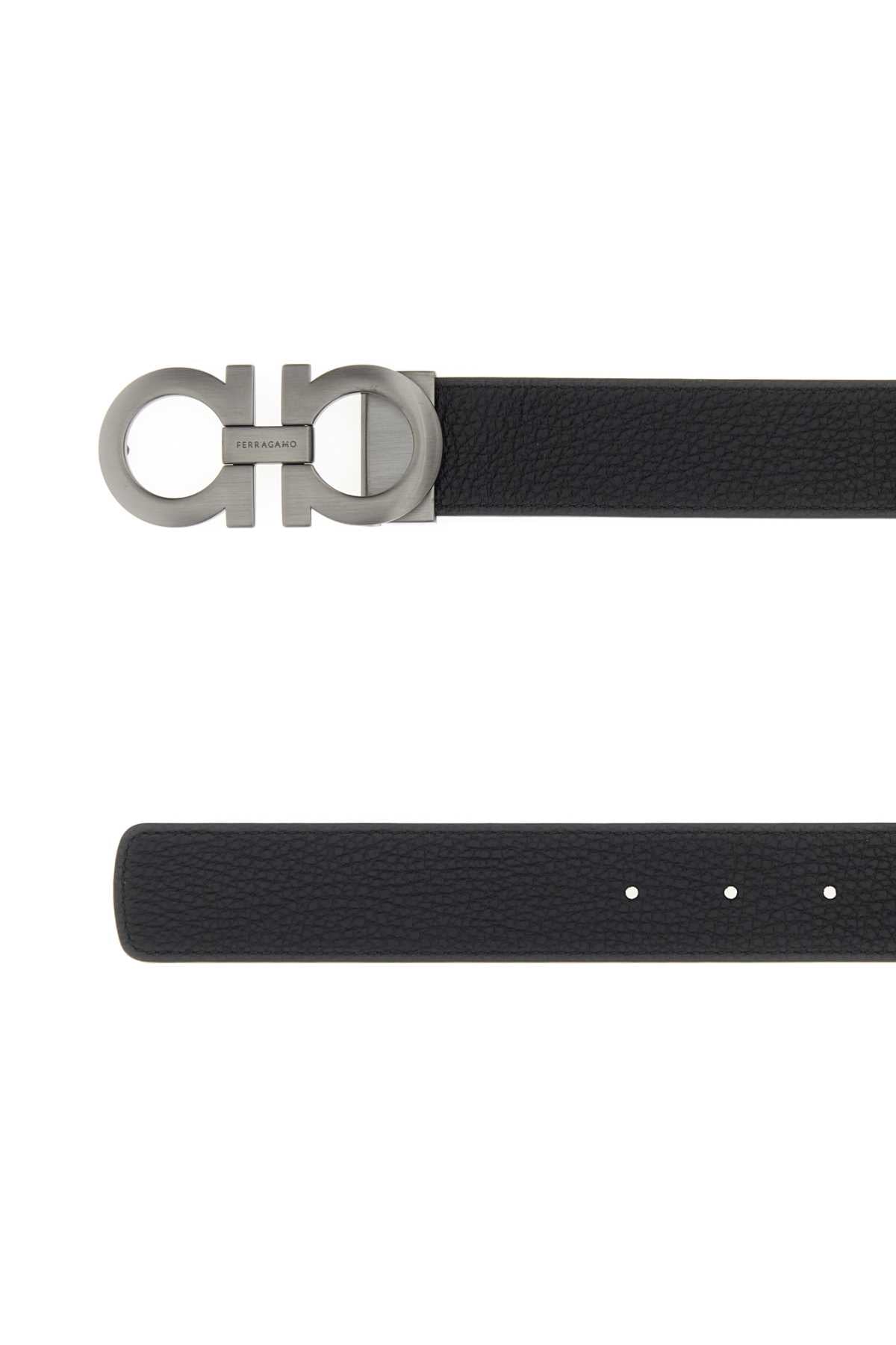 Salvatore Ferragamo Men Black Leather Reversible Belt FERRAGAMO