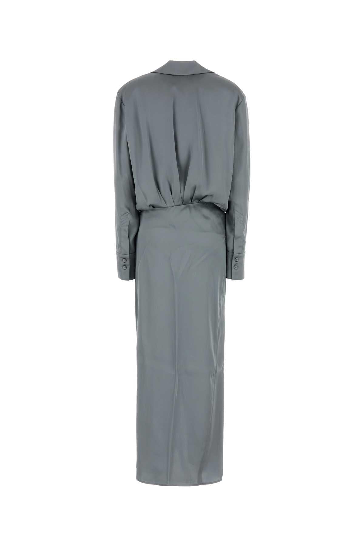 The Attico Women Dark Grey Satin Dress THE ATTICO