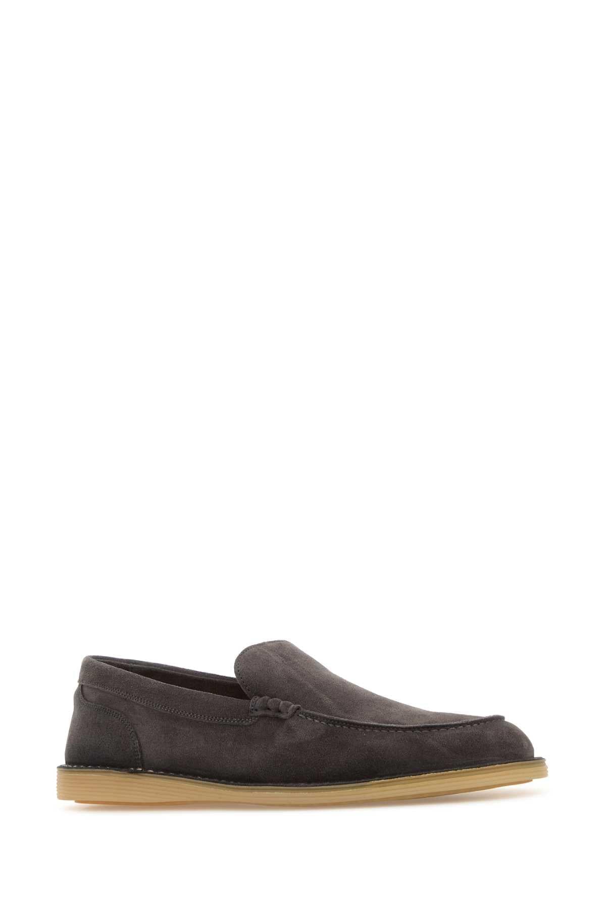 Dolce & Gabbana Men Dark Grey Suede New Florio Loafers DOLCE & GABBANA