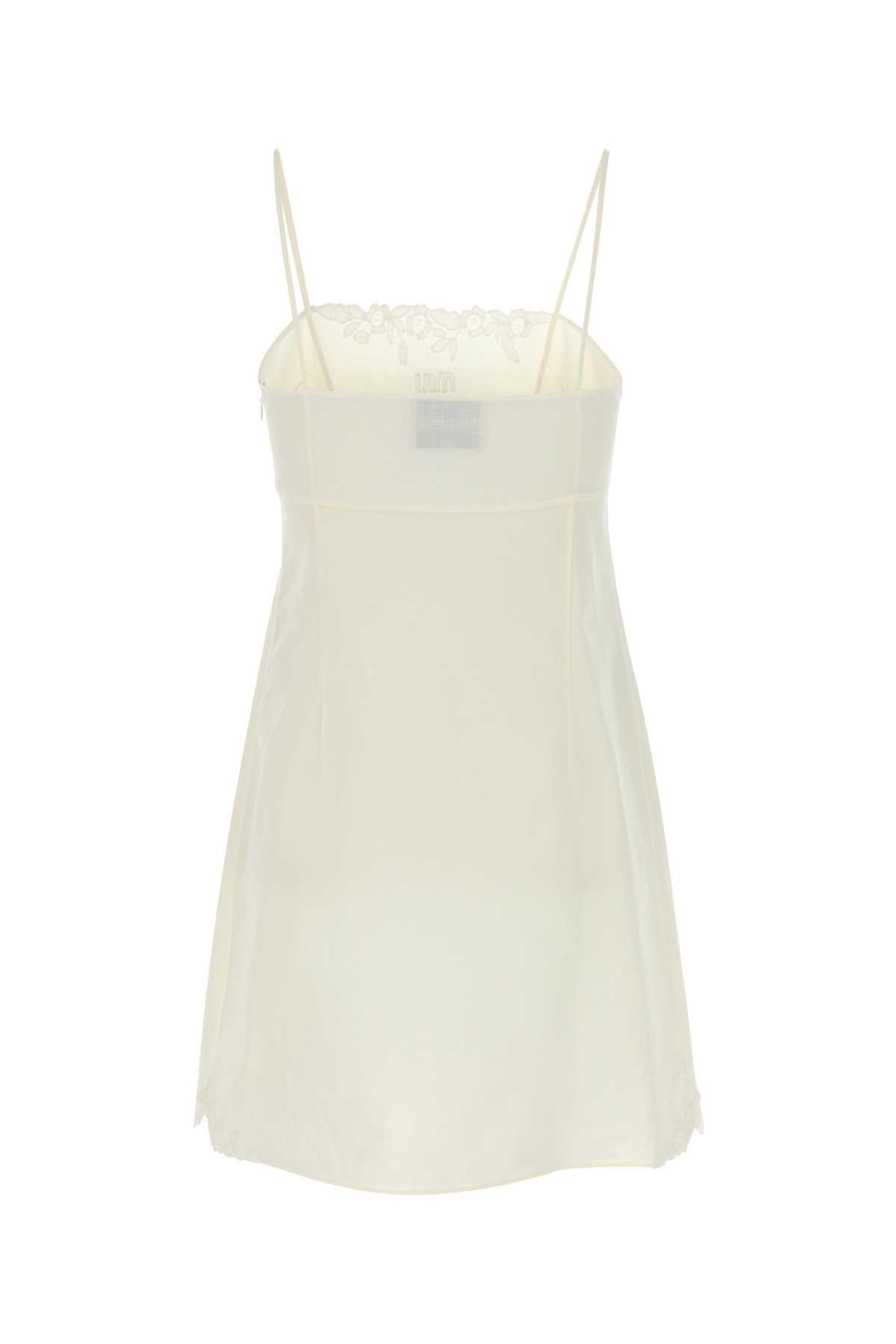 Miu Miu Women White Linen Blend Mini Dress MIU MIU