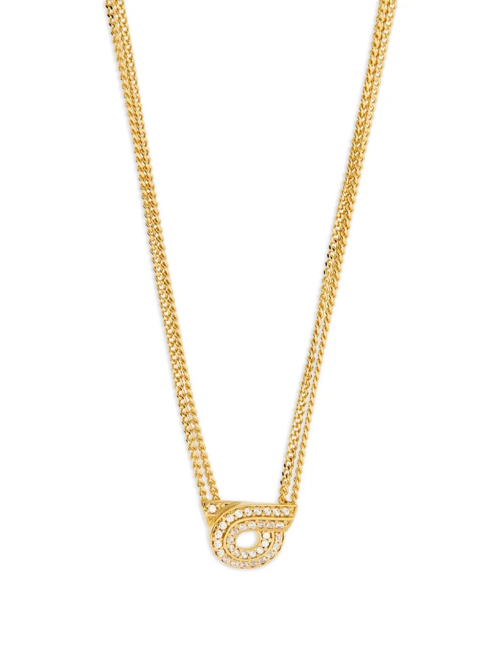 Ferragamo Women Double Chain Gancini Necklace With Crystals FERRAGAMO