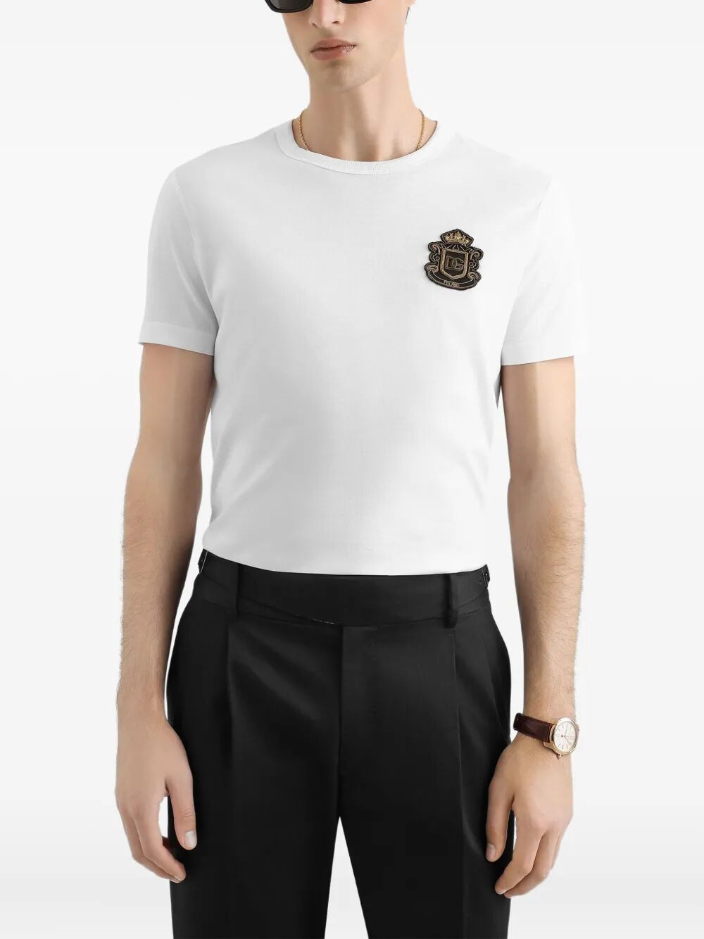 Dolce & Gabbana Men Cotton T-Shirt With Logo Crest DOLCE & GABBANA