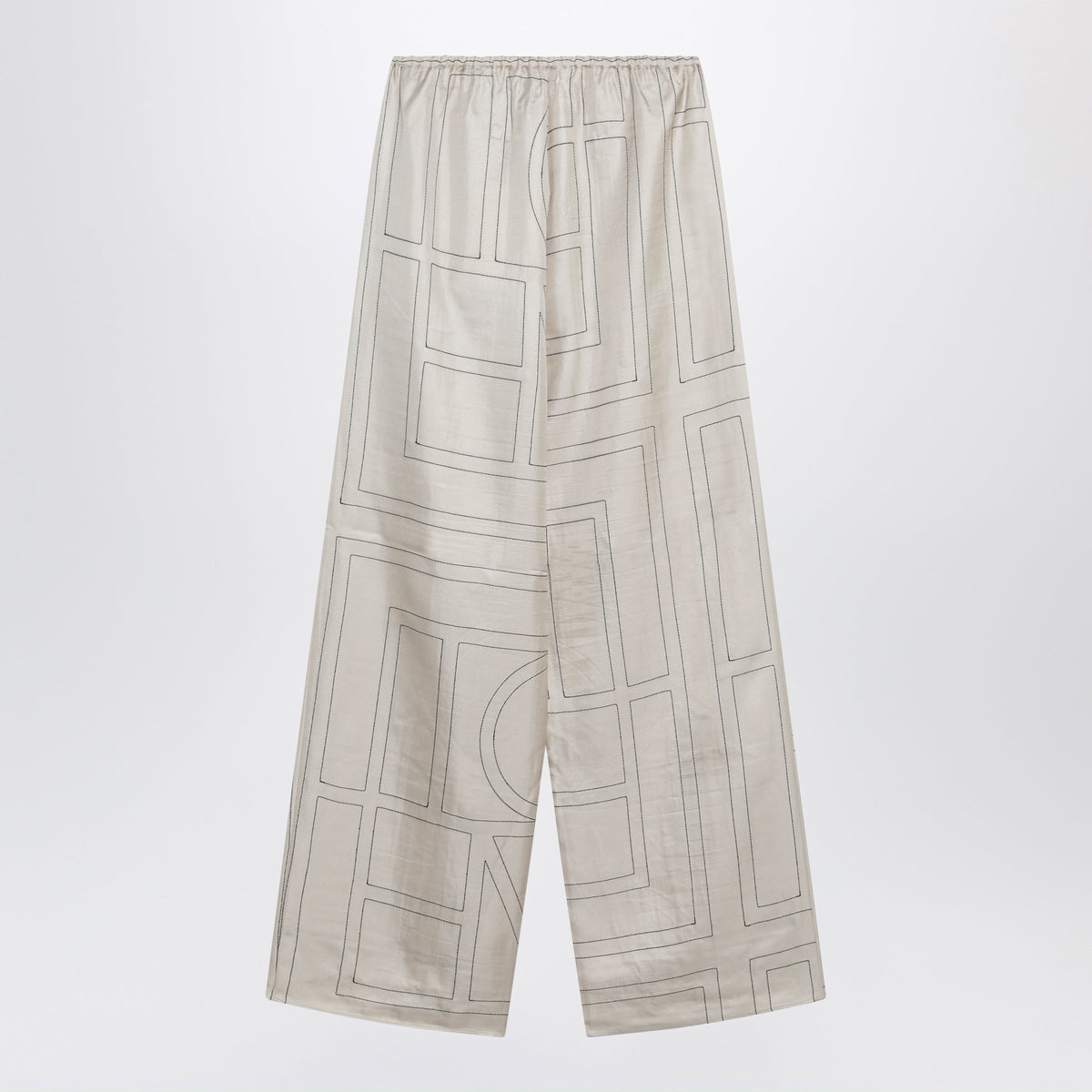 Toteme Ivory Monogram Silk Pajama Trousers Women TOTEME