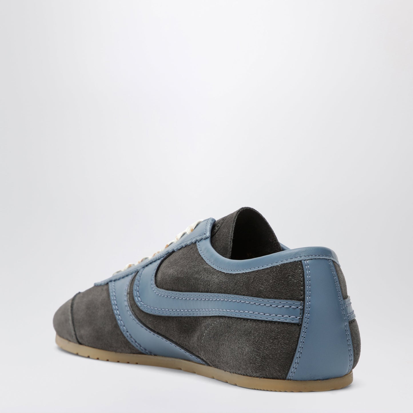 Dries Van Noten Steel Grey Leather And Suede Sneakers Men DRIES VAN NOTEN