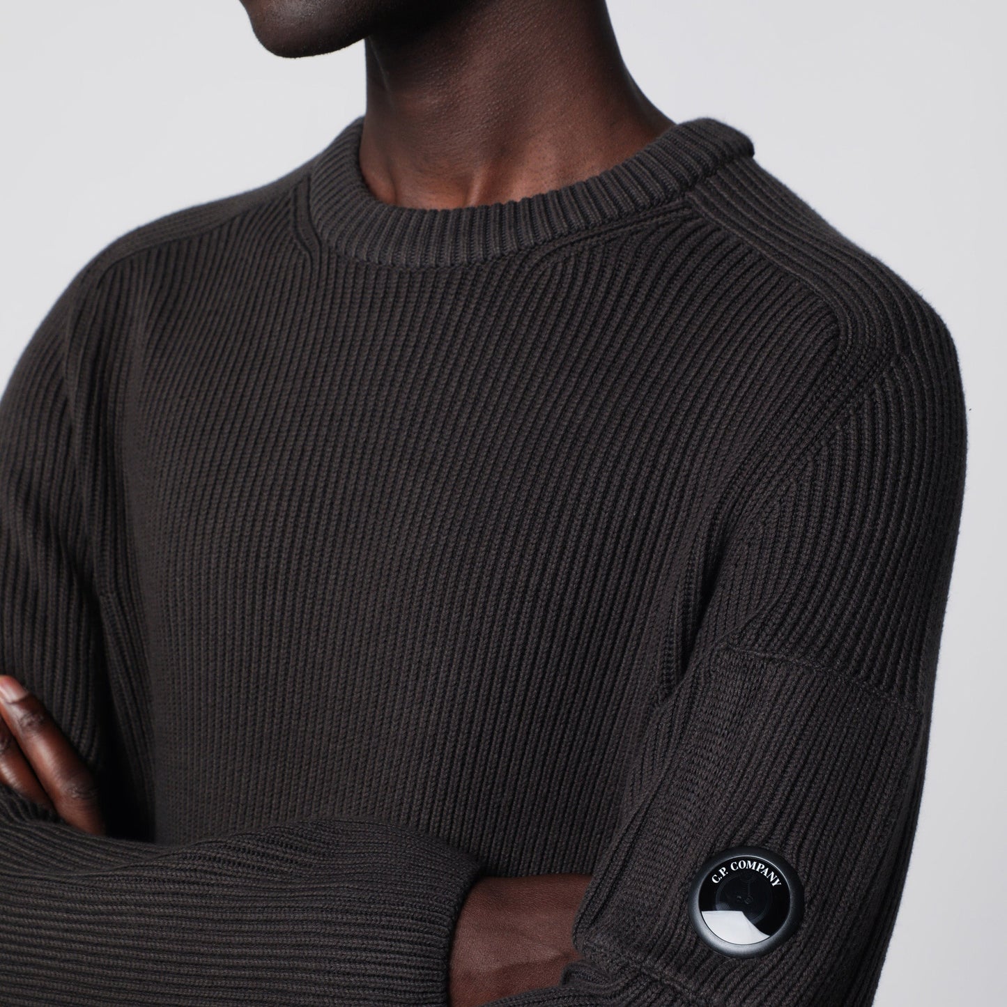C.P. Company Dark Grey Cotton-Blend Ribbed Sweater Men C.P. COMPANY