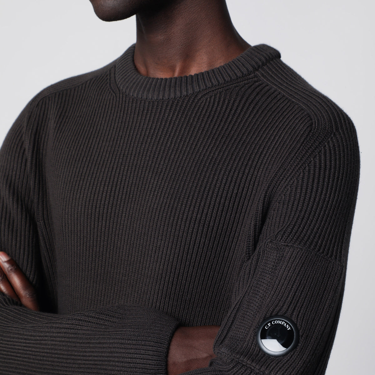 C.P. Company Dark Grey Cotton-Blend Ribbed Sweater Men C.P. COMPANY