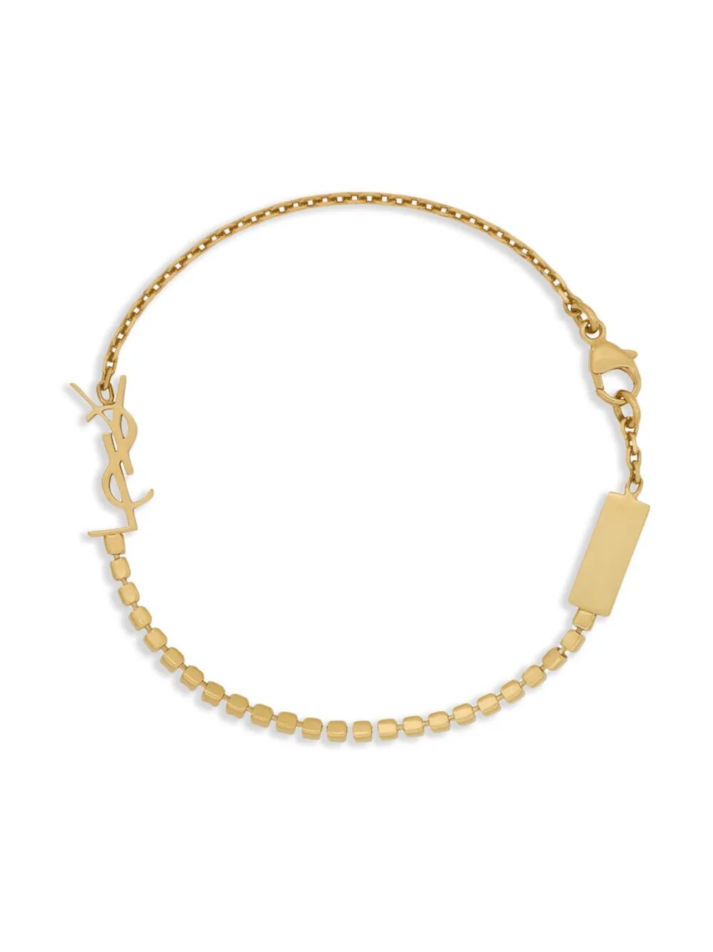 Saint Laurent Women Cassandre Charm Bracelet In Metal And Rhinestone SAINT LAURENT