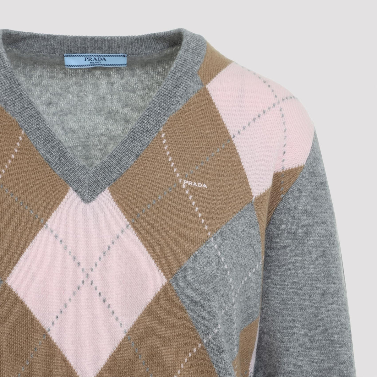 Prada Argyle V-Neck Sweater Women PRADA