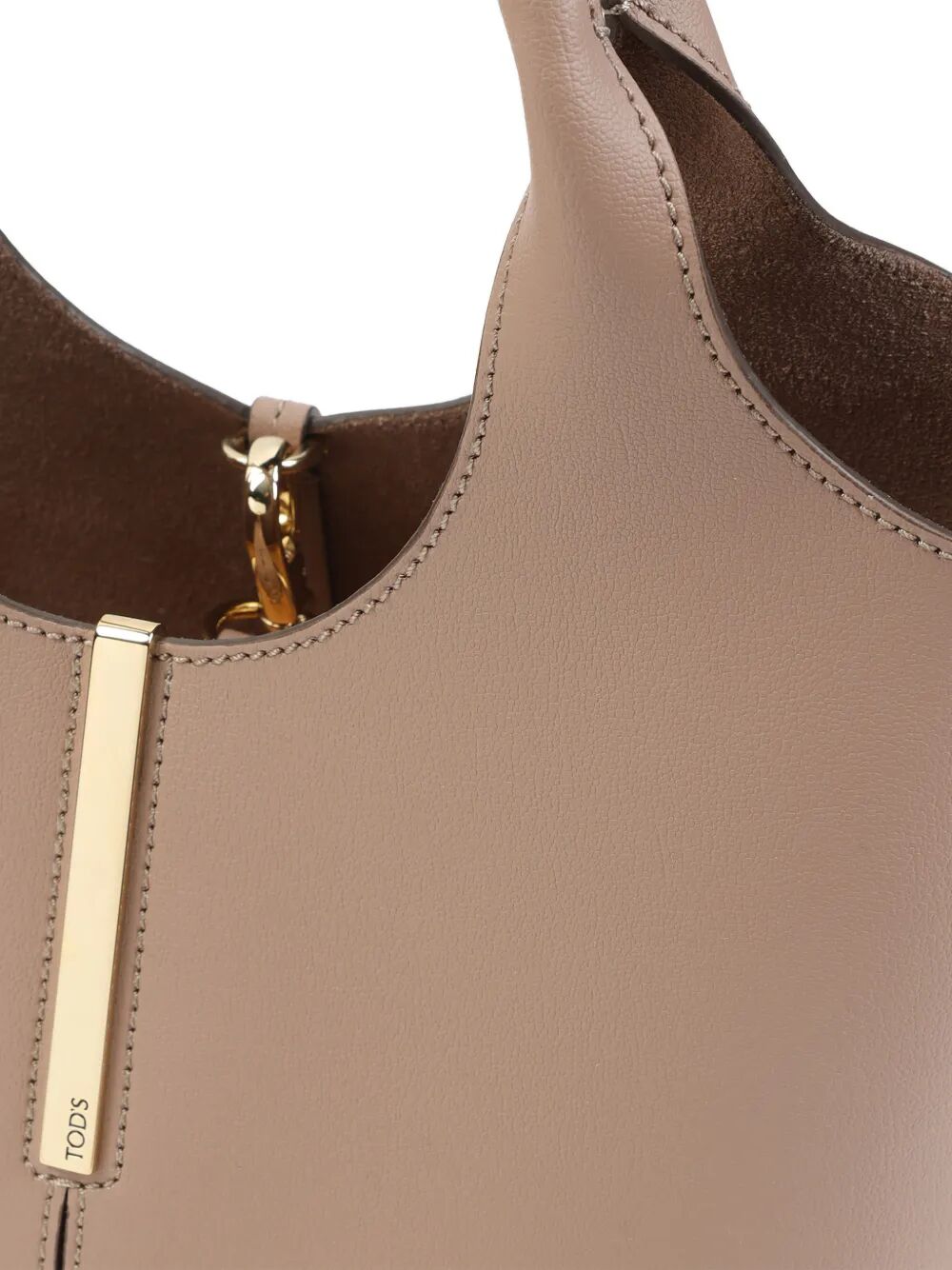 Tod's Women Leather Mini Tote Bag With Branded Metal Bar Accessory