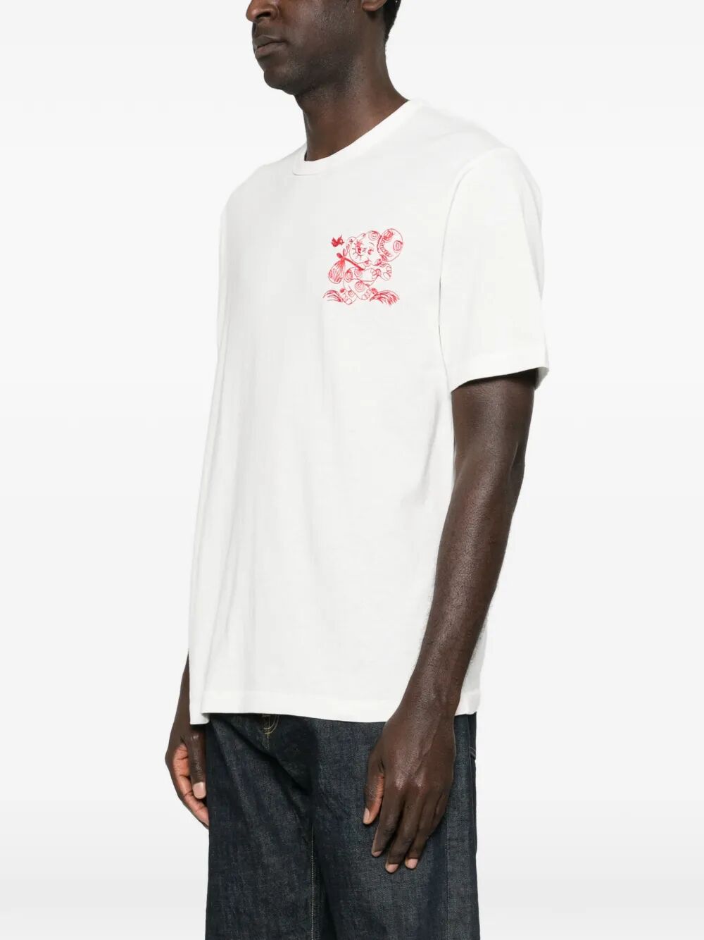 Kenzo Men `Kenzo Cartoon` Embroidered Outlined Cotton T-Shirt KENZO