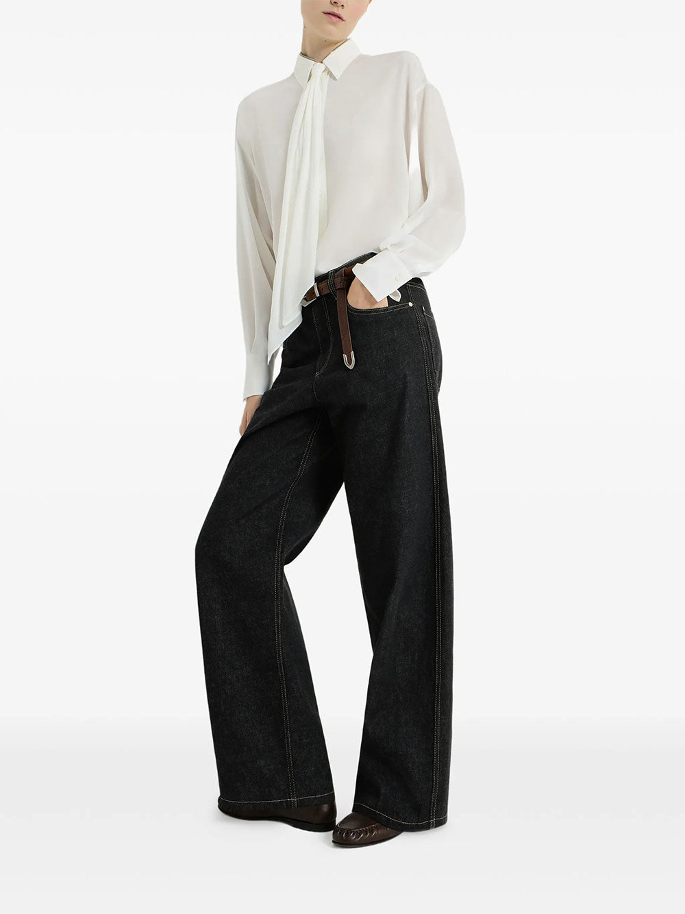 Brunello Cucinelli Women Pantalone Loose Barrel In Denim No Fade BRUNELLO CUCINELLI