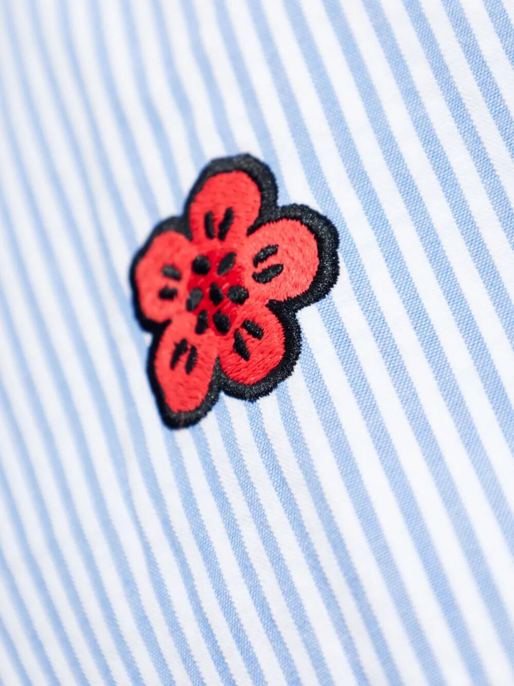 Kenzo Men `Boke Flower` Embroidered Casual Shirt In Seersucker Cotton KENZO