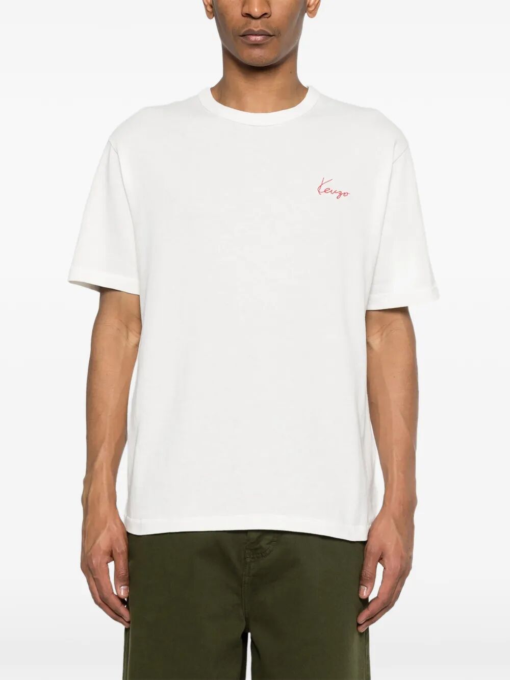 Kenzo Men `Kenzo Archive Rose` Embroidered Outlined Cotton T-Shirt KENZO