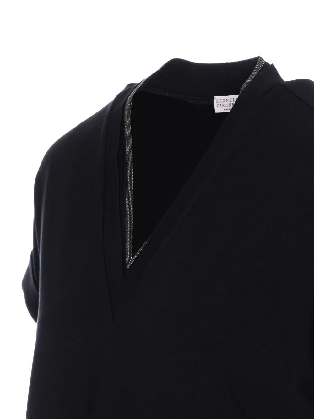 Brunello Cucinelli Women Monili Trim V-Neck Cotton T-Shirt BRUNELLO CUCINELLI