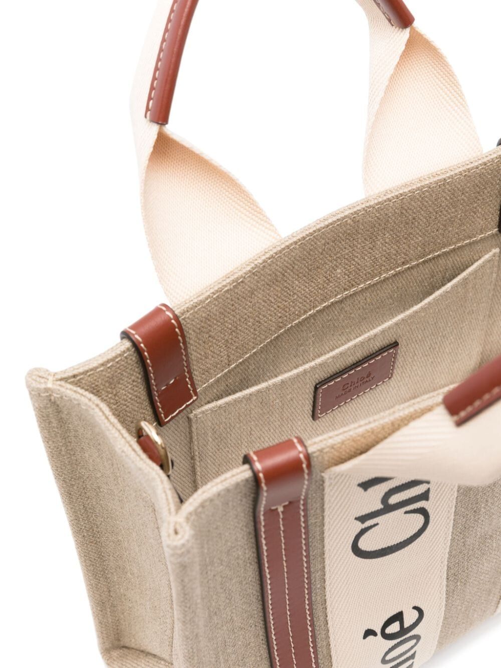 Chloe Women Tote Bag "Woody" Piccola In Lino CHLOE