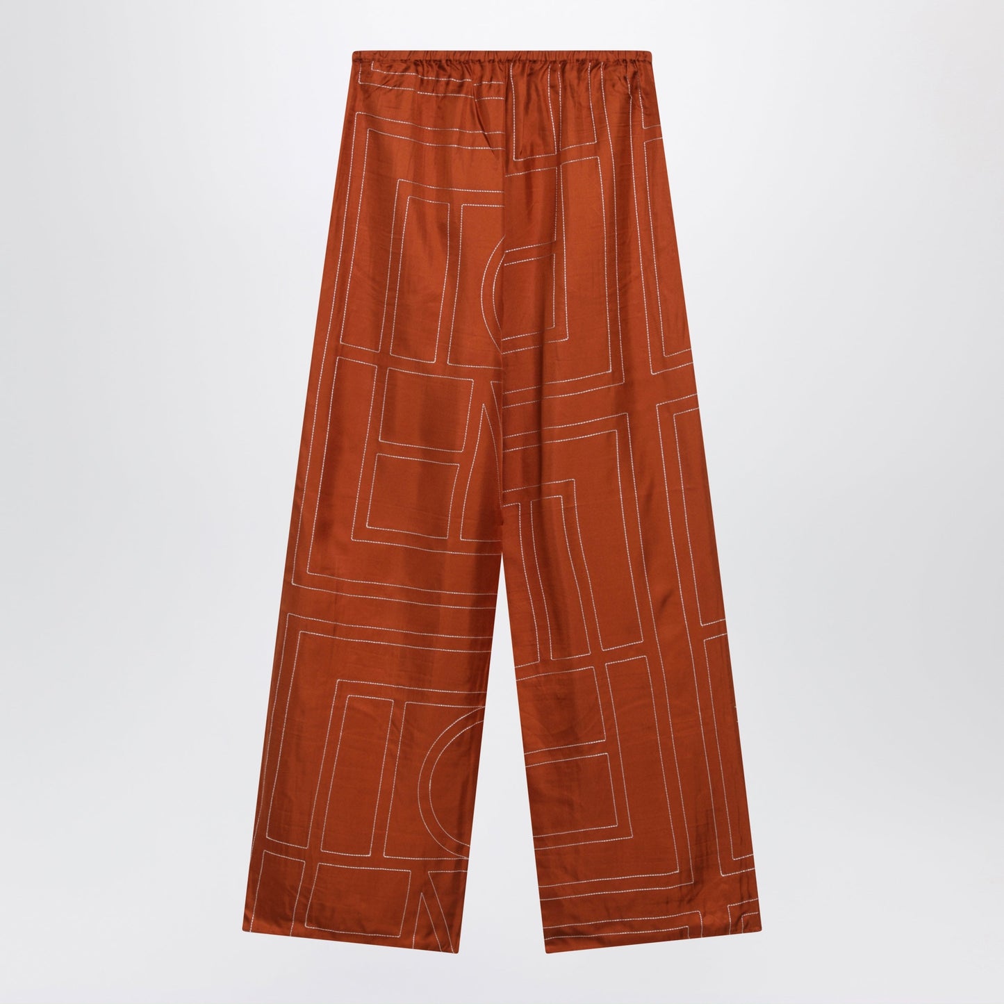 Toteme Monogram Pajama Trousers In Terracotta Silk Women TOTEME