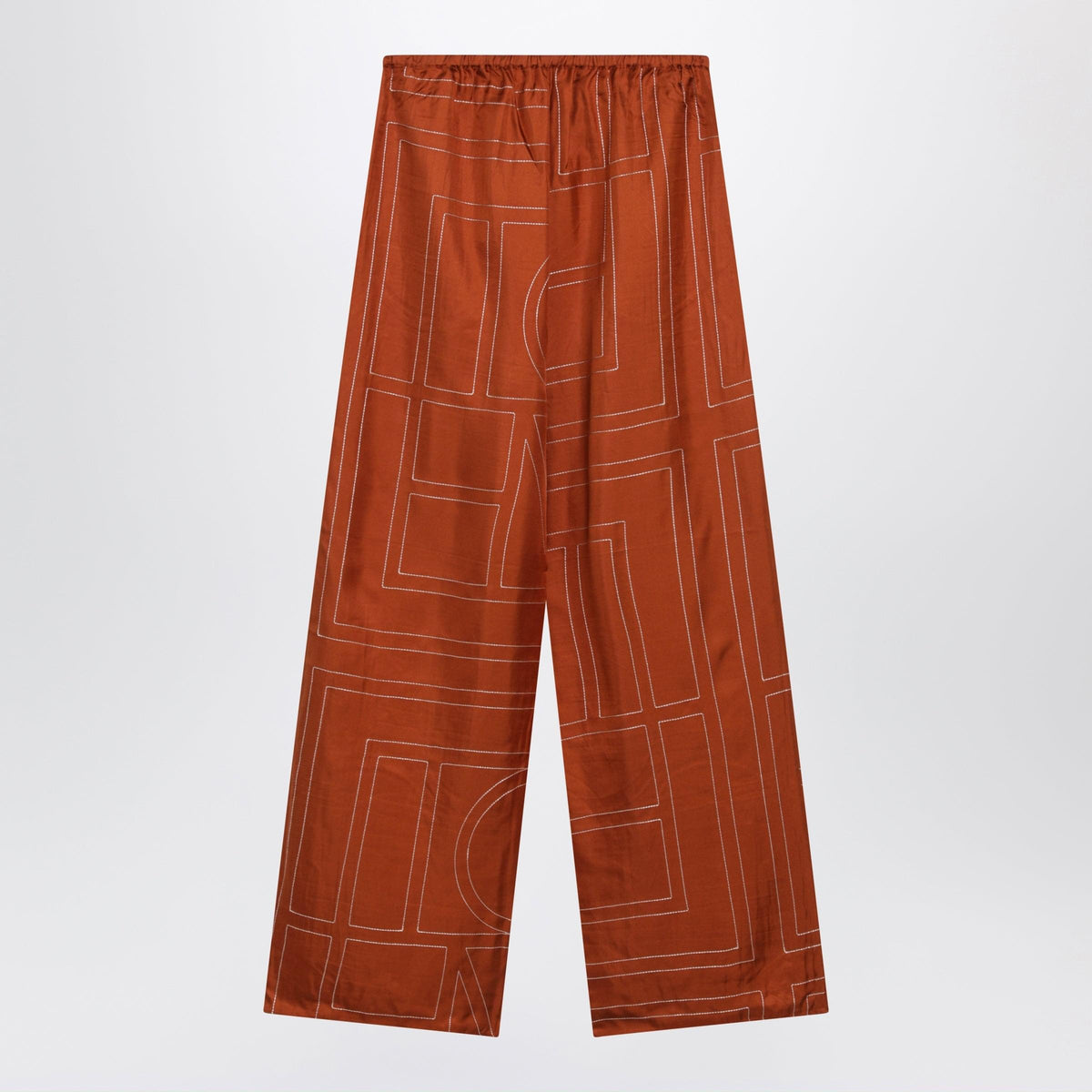 Toteme Monogram Pajama Trousers In Terracotta Silk Women TOTEME