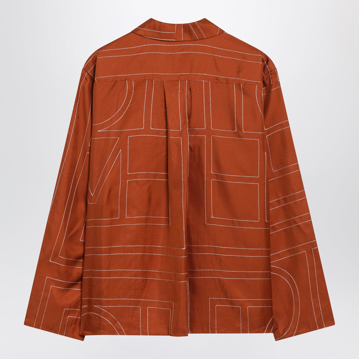 Toteme Monogram Pajama Shirt In Terracotta Silk Women TOTEME