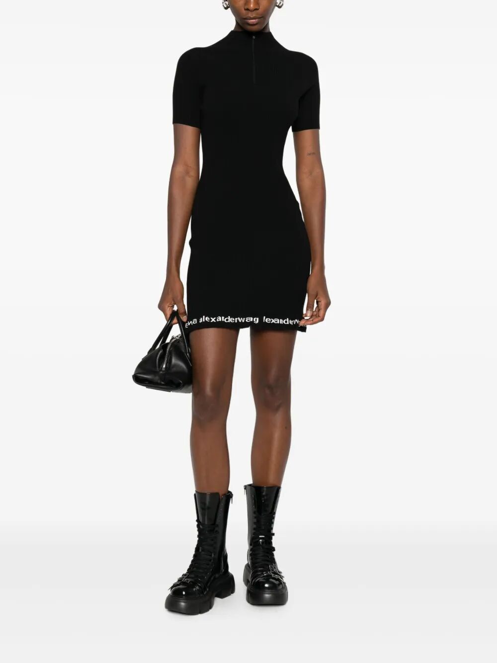 Alexander Wang Women Ribbed Short-Sleeve Fitted Dress ALEXANDER WANG