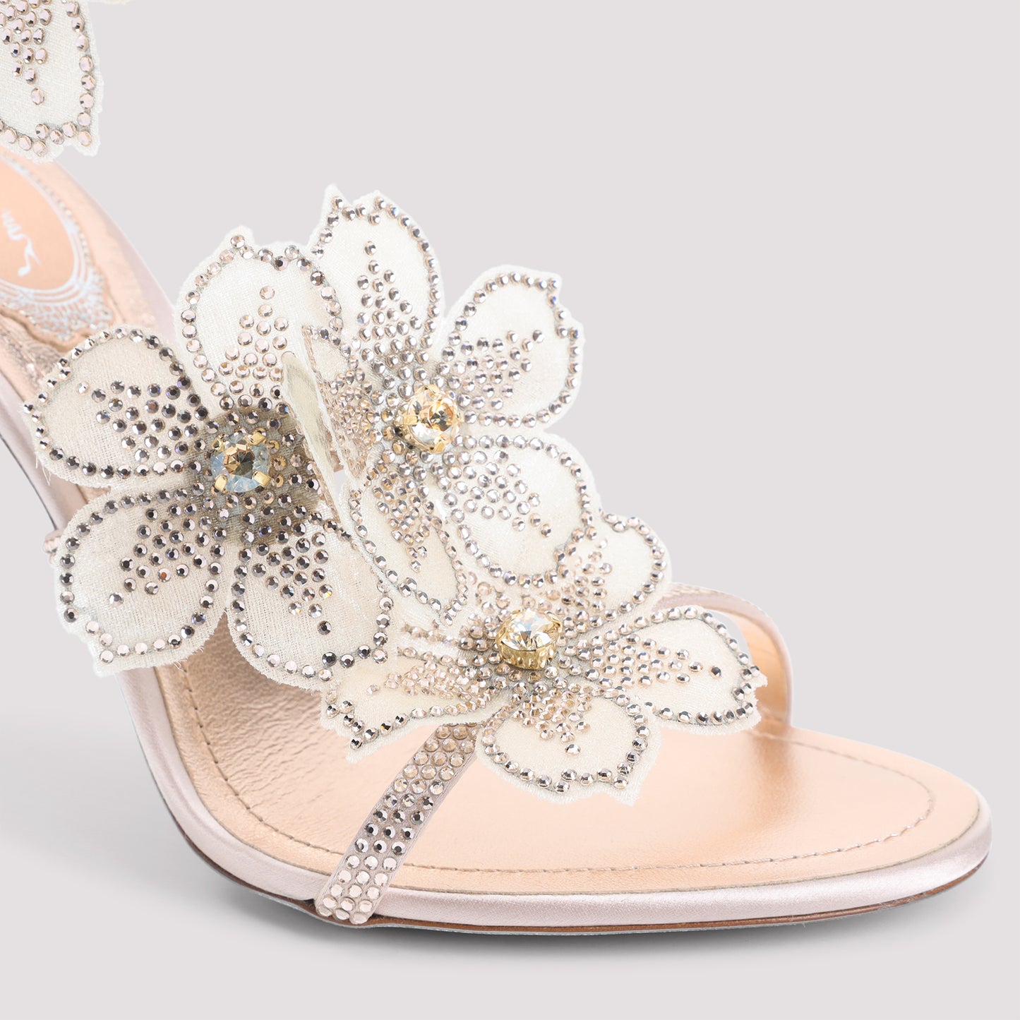 Rene Caovilla Leather Peach Flower Sandals Women RENE CAOVILLA