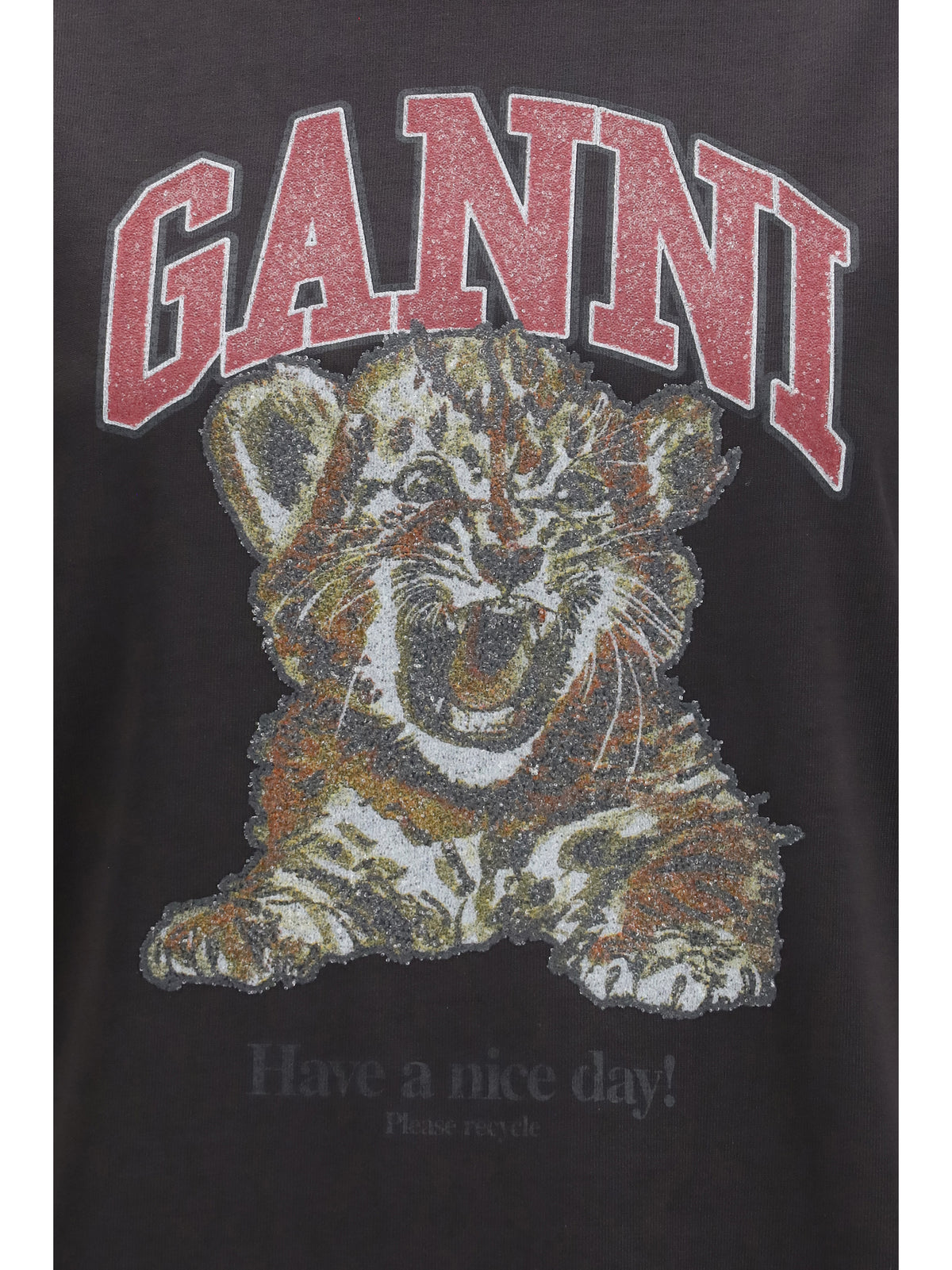 Ganni Women Tiger Cotton T-Shirt