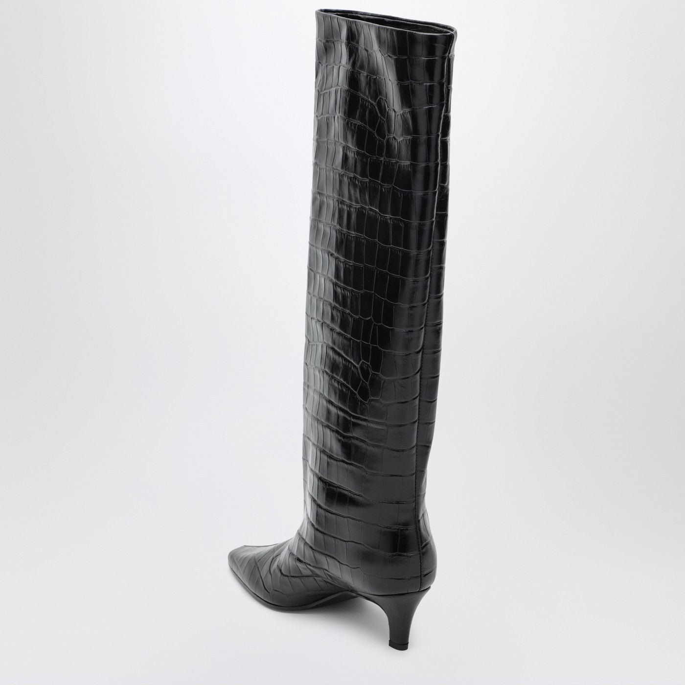 Toteme Black Croc-Embossed Leather Boots Women TOTEME