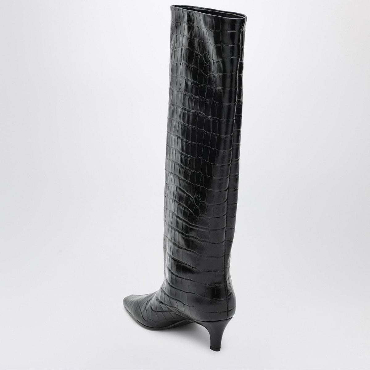 Toteme Black Croc-Embossed Leather Boots Women Women TOTEME