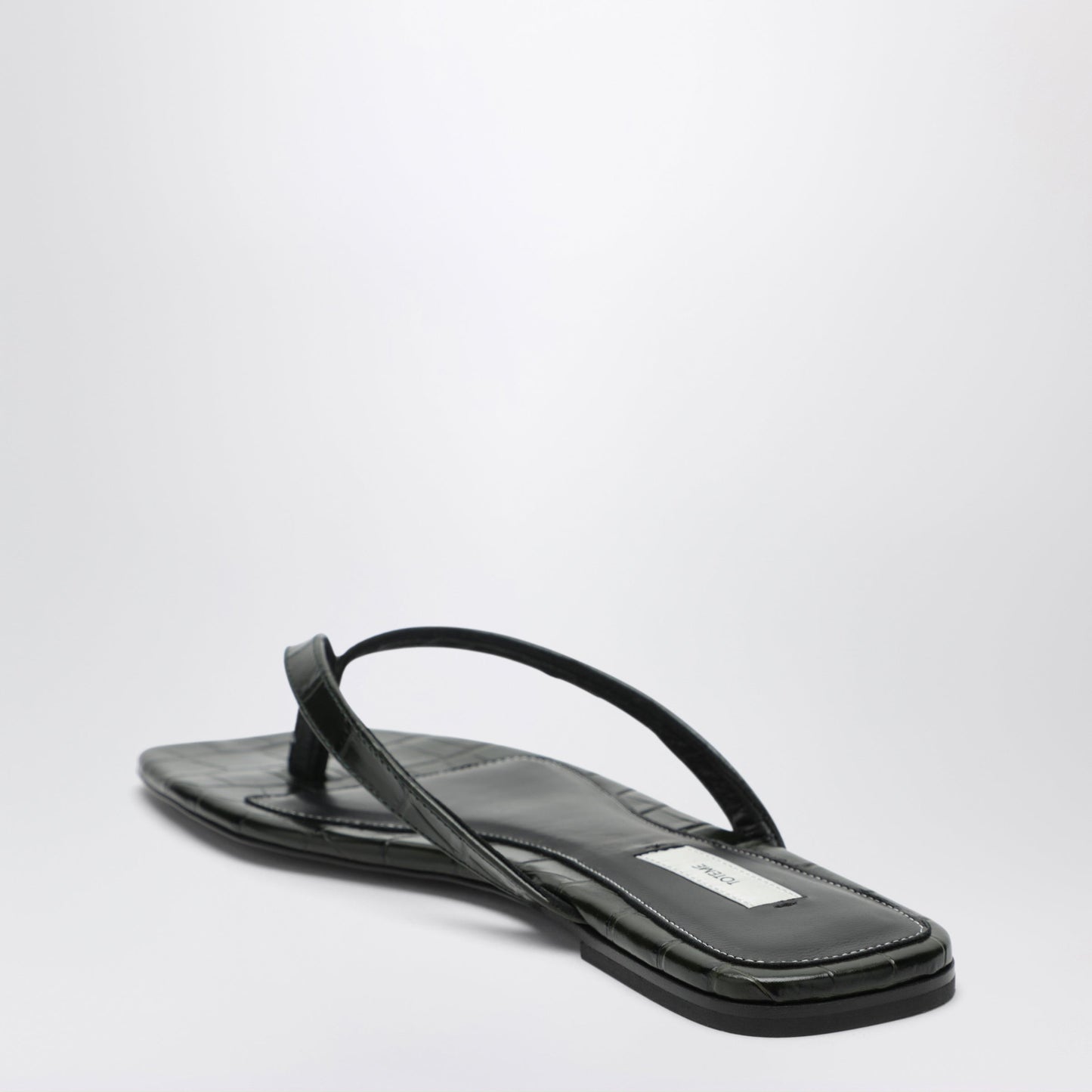 Toteme Crocodile-Effect Leather Flip-Flops In Green Women TOTEME
