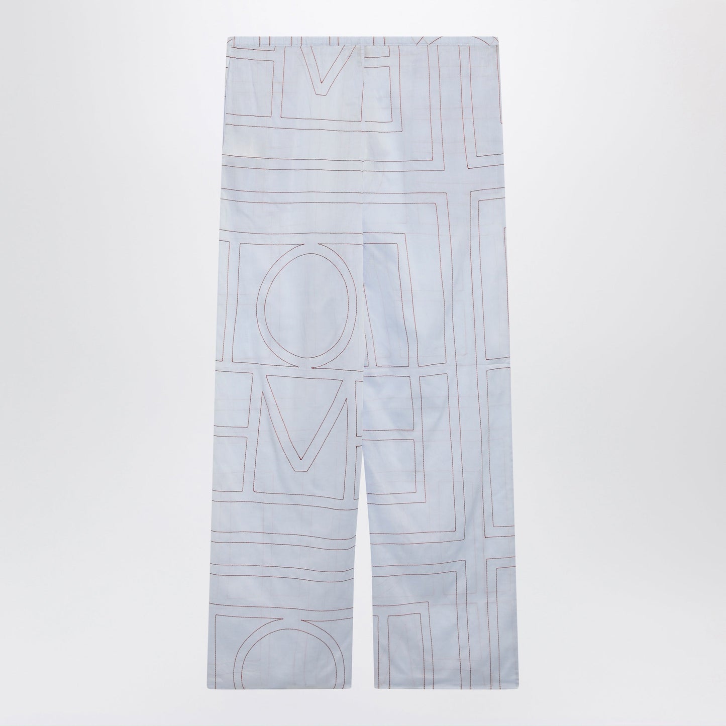 Toteme Light Blue Monogram Cotton-Blend Pajama Trousers Women TOTEME