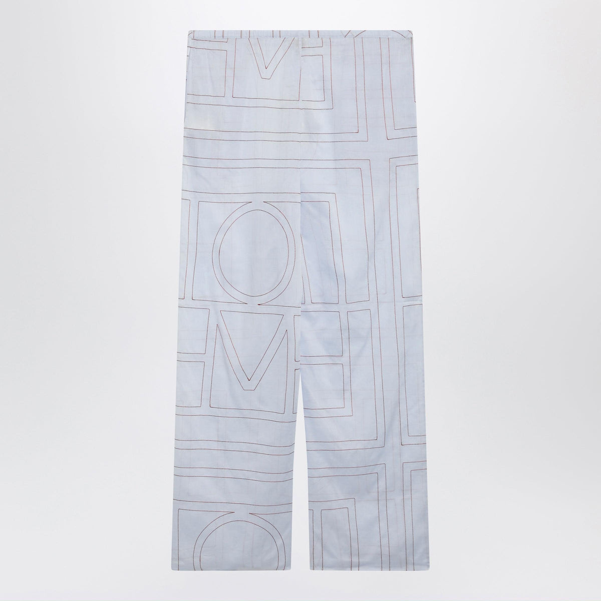 Toteme Light Blue Monogram Cotton-Blend Pajama Trousers Women TOTEME