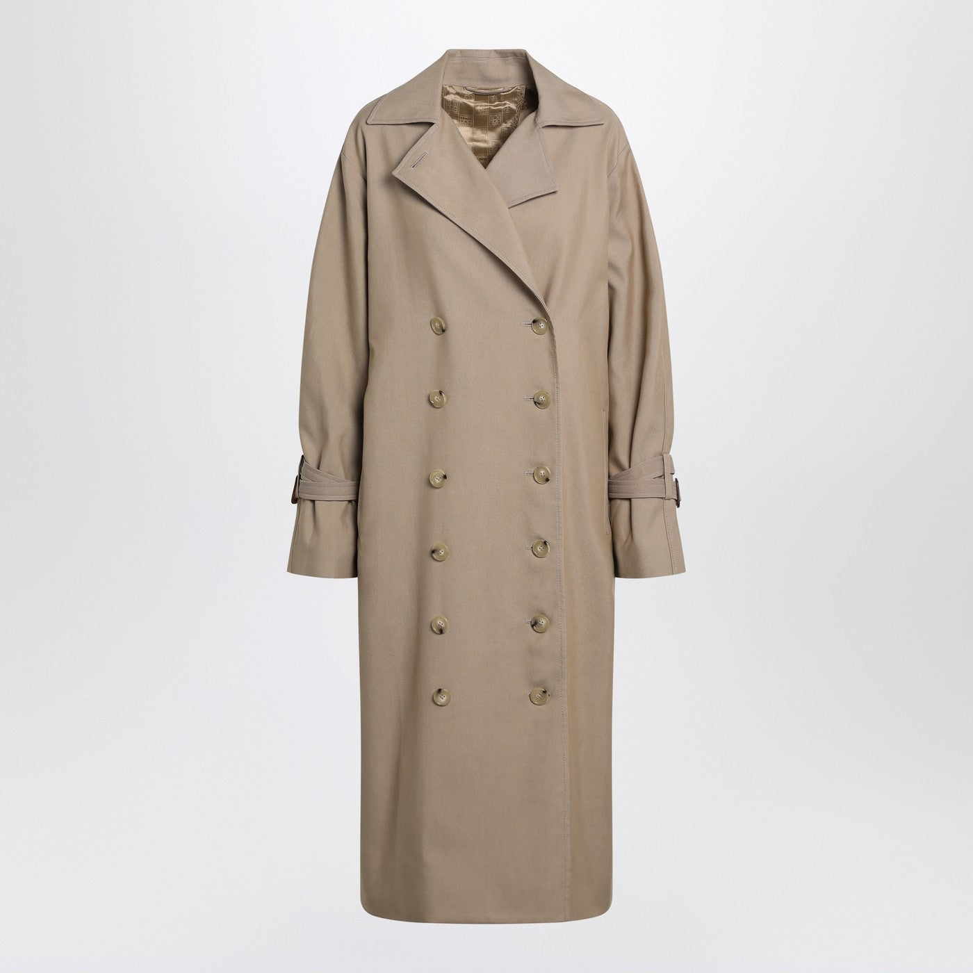 Toteme Beige Cotton Blend Double-Breasted Trench Coat Women TOTEME