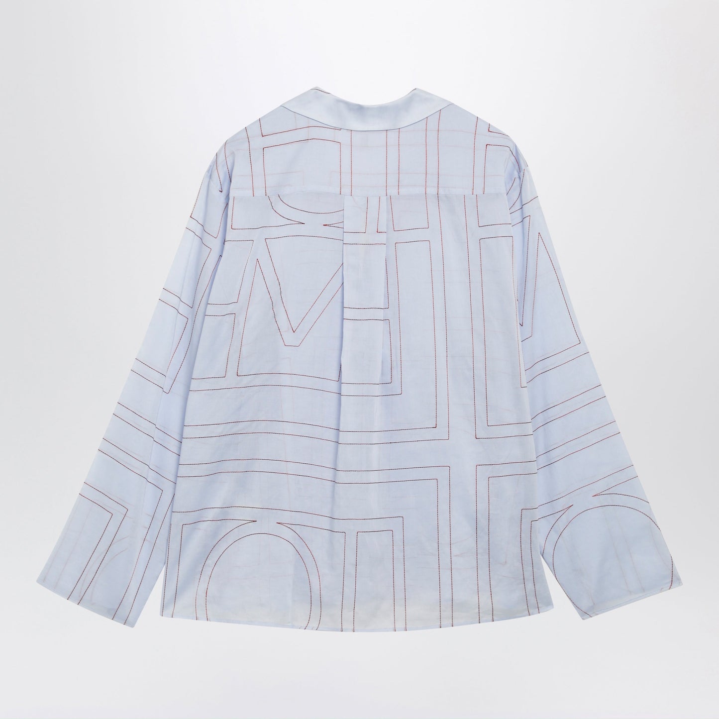 Toteme Light Blue Monogram Cotton-Blend Pajama Shirt Women TOTEME
