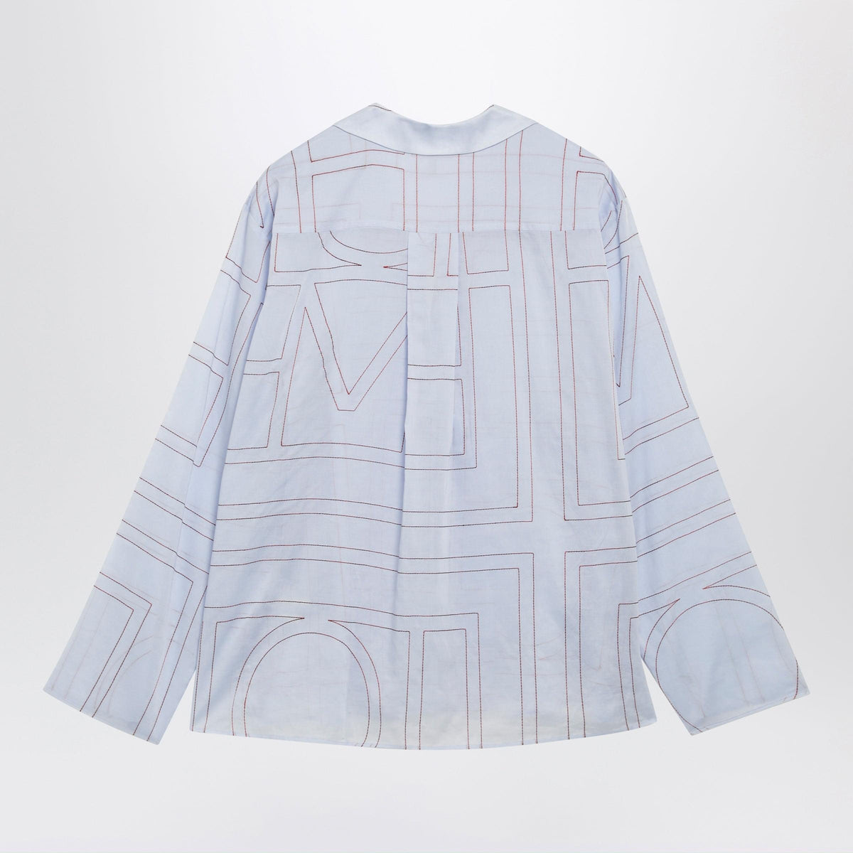 Toteme Light Blue Monogram Cotton-Blend Pajama Shirt Women Women TOTEME