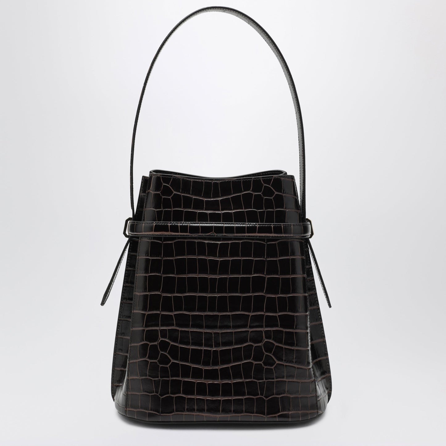 Toteme Brown Crocodile-Embossed Leather Bucket Bag Women Women TOTEME