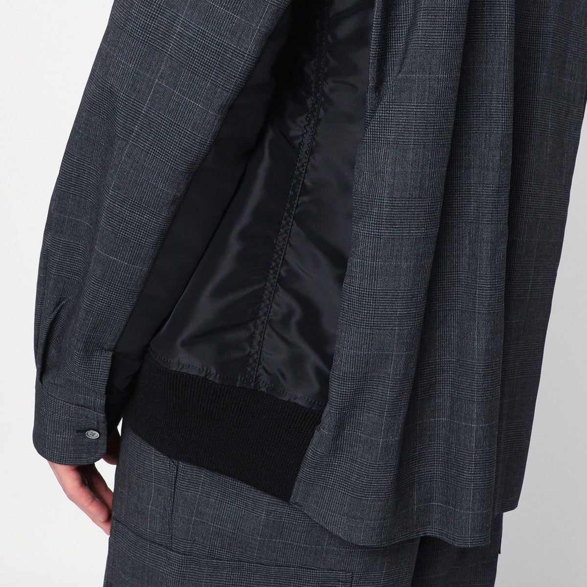 Sacai Gray Plaid Wool Shirt Jacket Men SACAI
