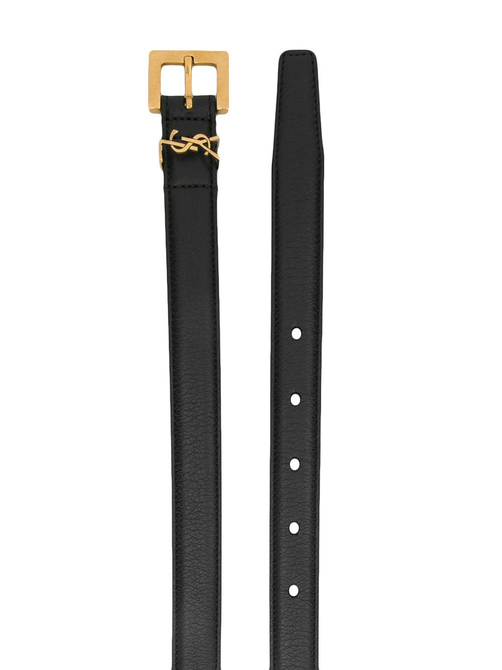 Saint Laurent Women Cassandre Thin Belt With Square Buckle In Box Leather SAINT LAURENT