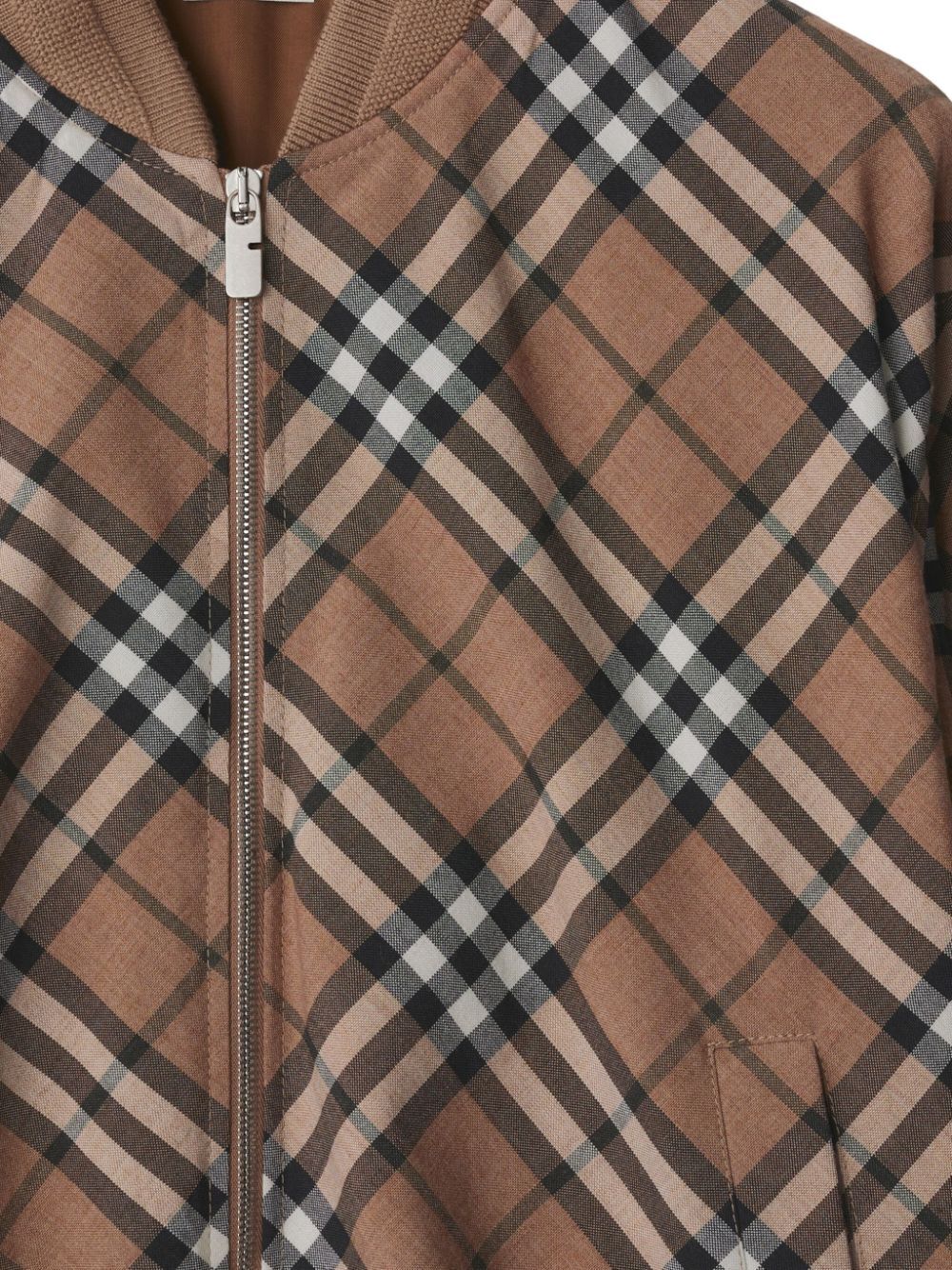 Burberry Men Check Wool Blend Harrington Jacket BURBERRY