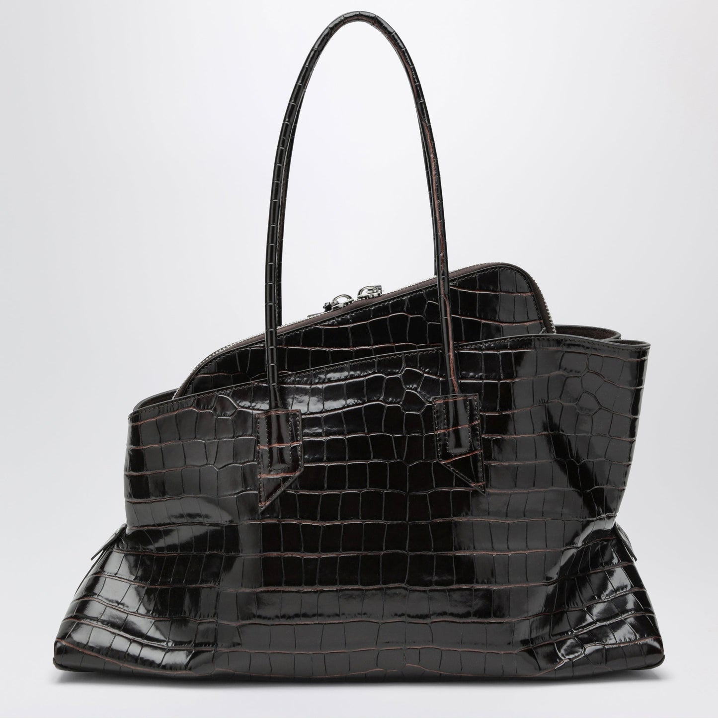 The Attico La Passeggiata Medium Bag In Coffee Crocodile-Print Leather Women THE ATTICO