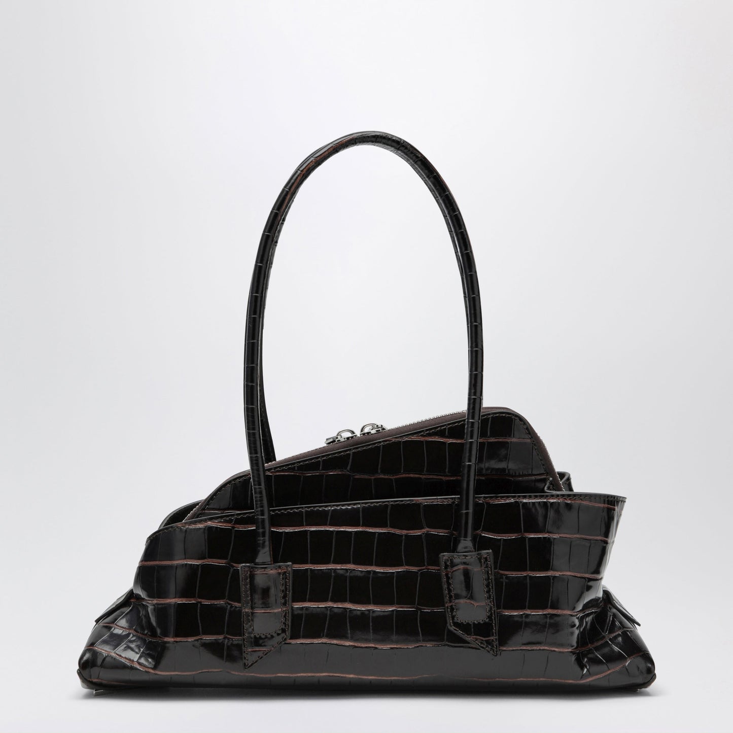 The Attico La Passeggiata Small Bag In Coffee Crocodile-Print Leather Women THE ATTICO