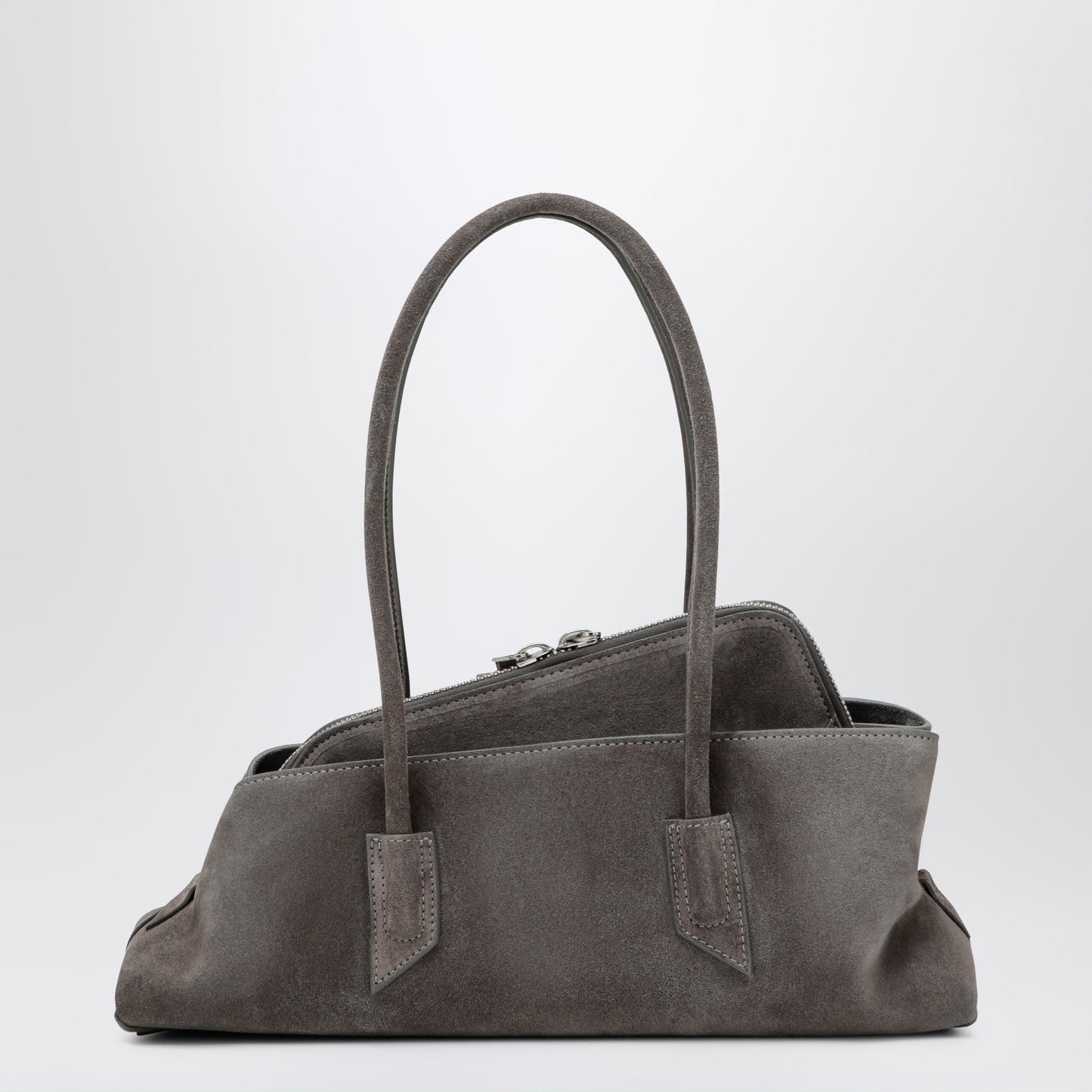The Attico La Passeggiata Small Bag In Grey Suede Women THE ATTICO