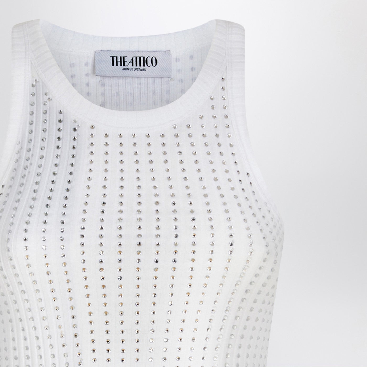 The Attico White Tank Top With Rhinestones Women THE ATTICO