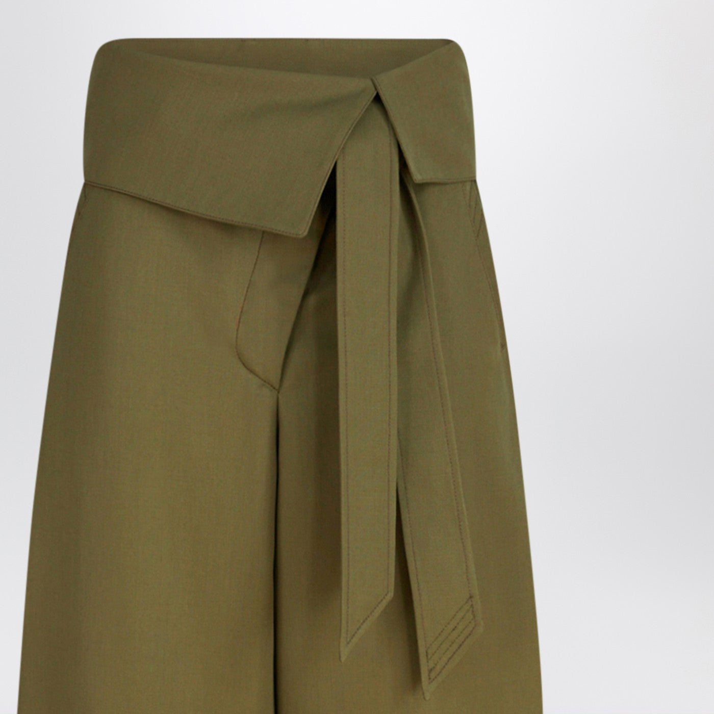 The Attico Military Green Wool Gabardine Trousers Women THE ATTICO