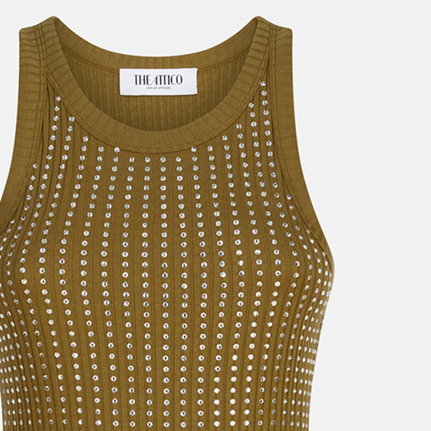 The Attico Military Green Mini Dress With Rhinestones Women THE ATTICO