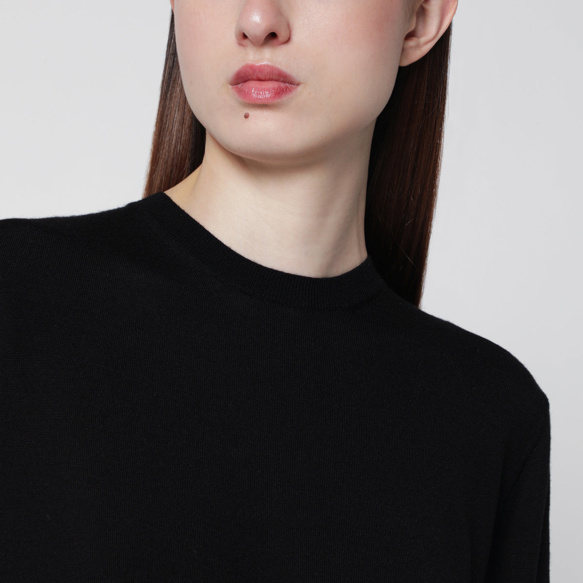 Toteme Bewn Fine Crewneck Sweater In Wool And Silk, Black Women TOTEME