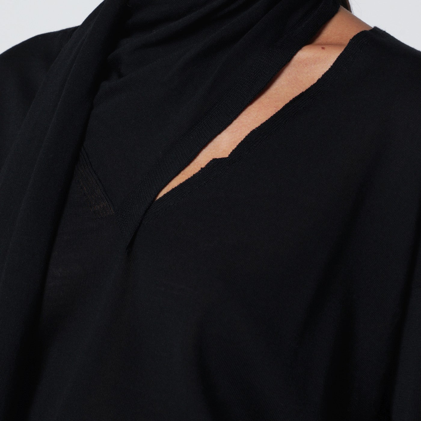 Roberto Collina Black Sweater With Scarf Women Roberto Collina