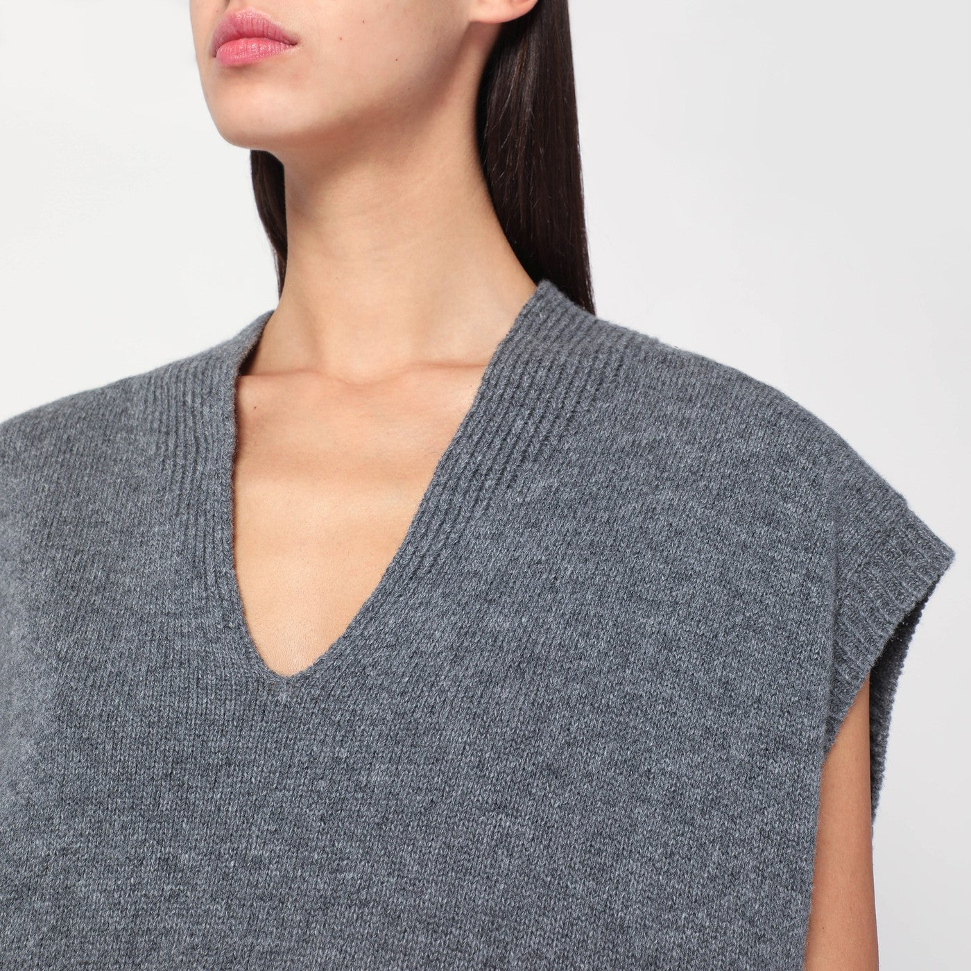 Roberto Collina Oversized Grey Wool Vest Women Roberto Collina