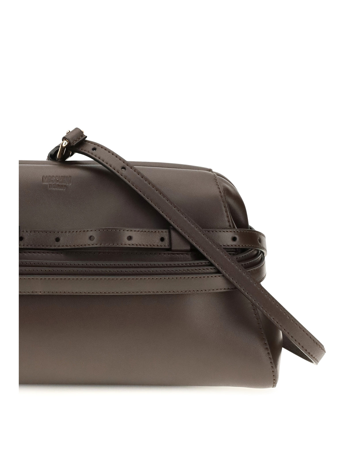 Moschino Women Leather Clutch With Buckle Detail MOSCHINO